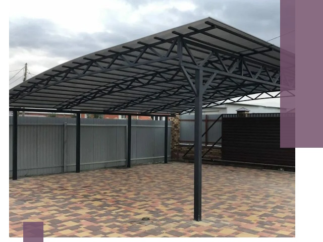 Металлические навесы под ключ в Кыштыме — изготовление и монтаж