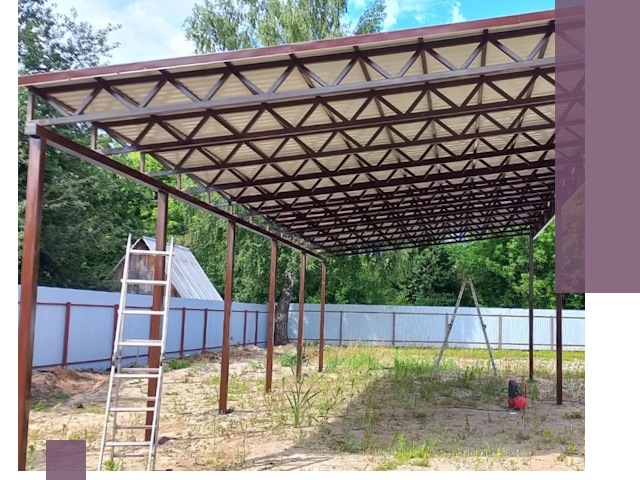 Односкатные навесы под ключ в Кыштыме — изготовление и монтаж