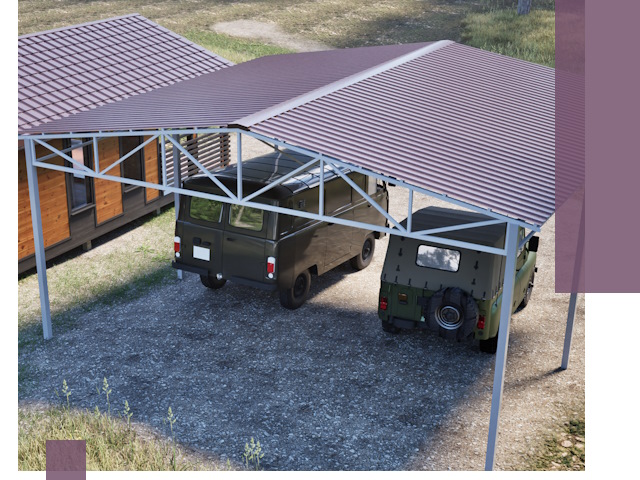 Двускатные навесы под ключ в Кыштыме — изготовление и монтаж