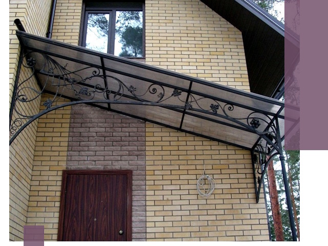 Односкатные козырьки из металла под ключ в Кыштыме